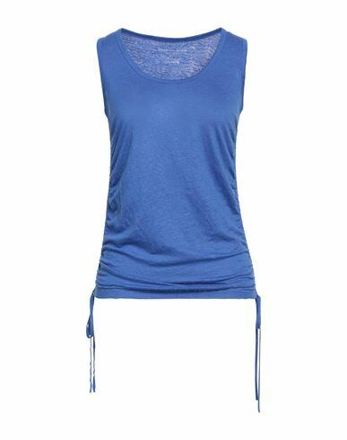 Majestic Filatures Woman Tank top Bright blue Linen, Elastane Cover