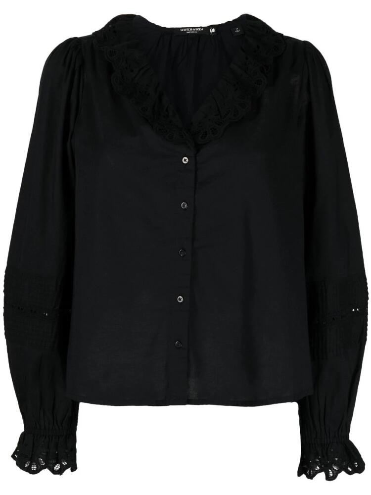 Scotch & Soda Ruffle collar black shirt Cover