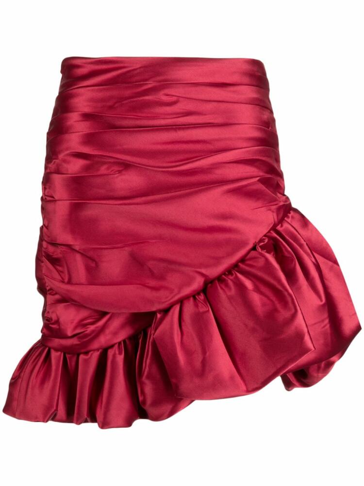 Edward Achour Paris ruffled satin skirt - Red Cover