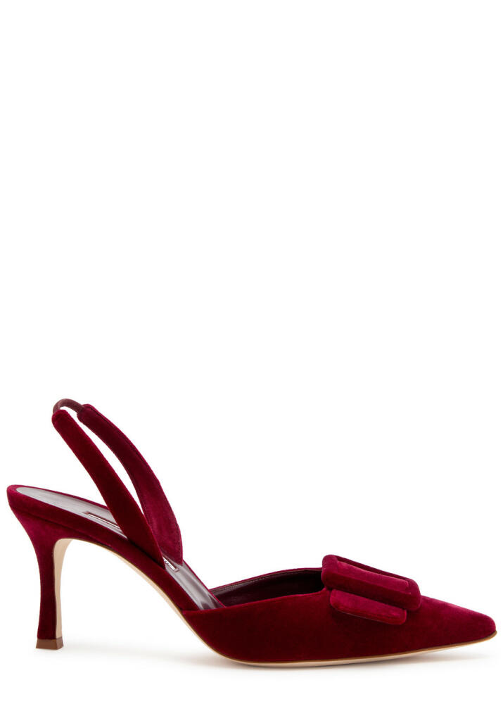 Manolo Blahnik Maysli 70 Velvet Slingback Pumps - Bordeaux Cover