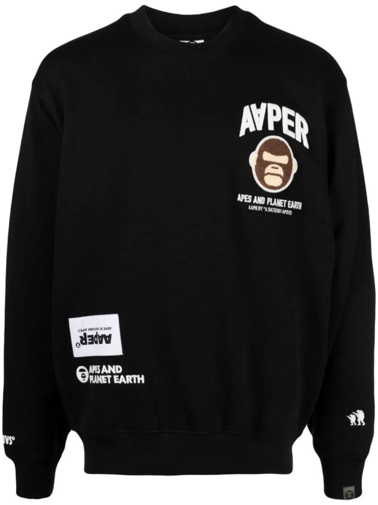 AAPE BY *A BATHING APE® logo-appliqué long-sleeve sweatshirt - Black Cover