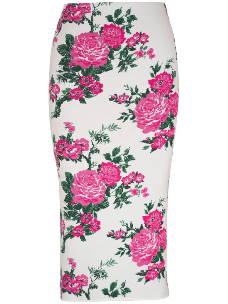 Carolina Herrera floral-jacquard pencil skirt - White Cover