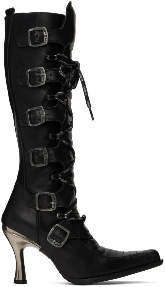 VETEMENTS Black New Rock Edition Moto Lace-Up Boots Cover