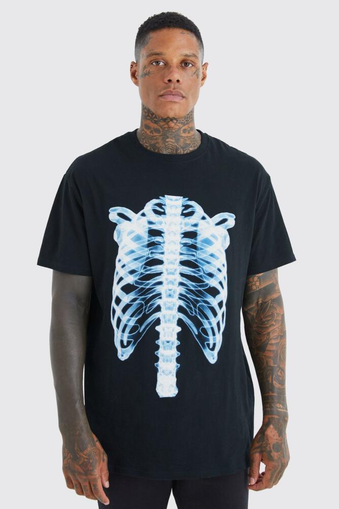 boohoo Mens Oversized Skeleton X-Ray T-Shirt - Black Cover