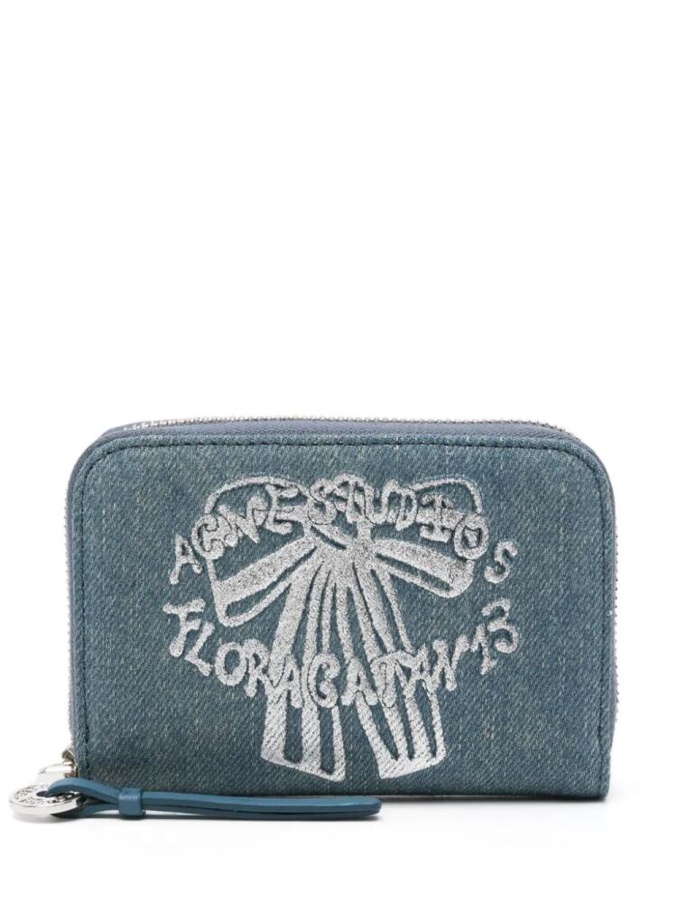 Acne Studios logo-print denim wallet - Blue Cover