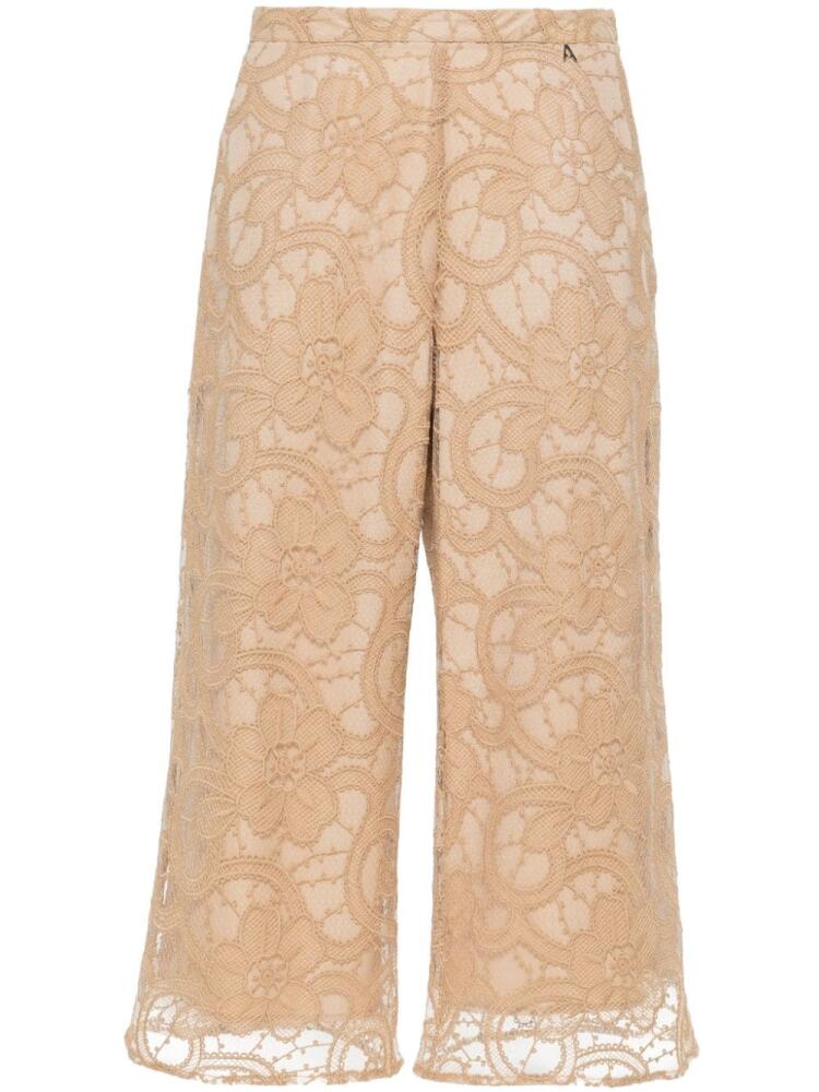 TWINSET lace-overlay cropped trousers - Neutrals Cover