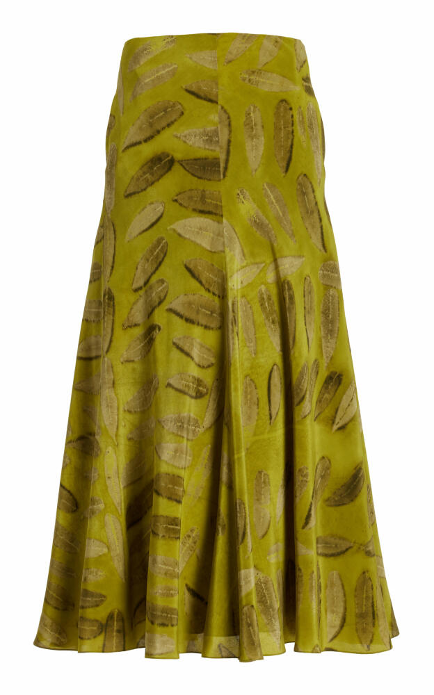 Brandon Maxwell - The Millie Flared Silk Midi Skirt - Green Cover