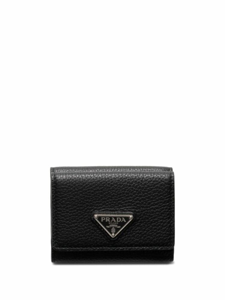 Prada enamel triangle-logo wallet - Black Cover