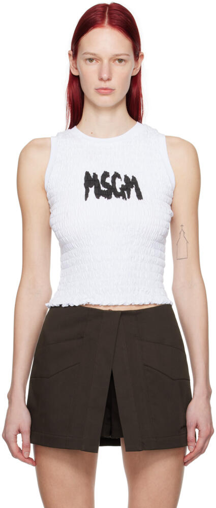 MSGM White Shirred Tank Top Cover