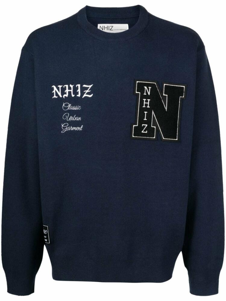 izzue patch-detail crew-neck jumper - Blue Cover