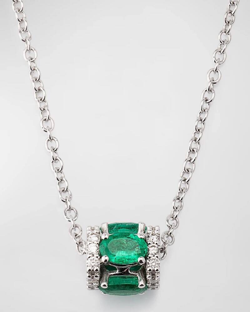 Miseno Procida 18K White Gold Pendant Necklace with Diamonds and Emeralds Cover