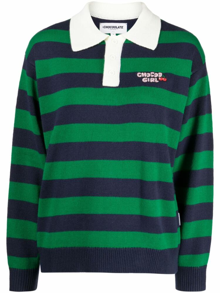 CHOCOOLATE stripe-pattern jumper - Green Cover