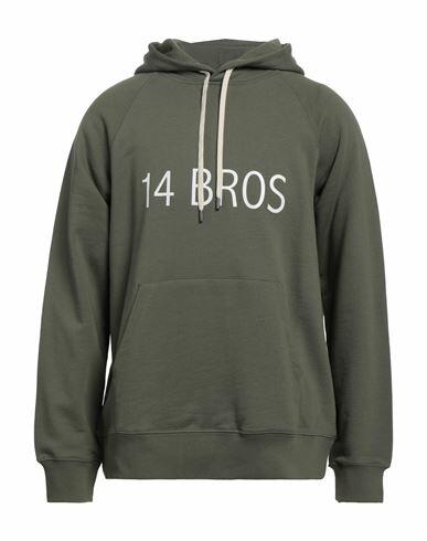 14bros Man Sweatshirt Military green Cotton Cover