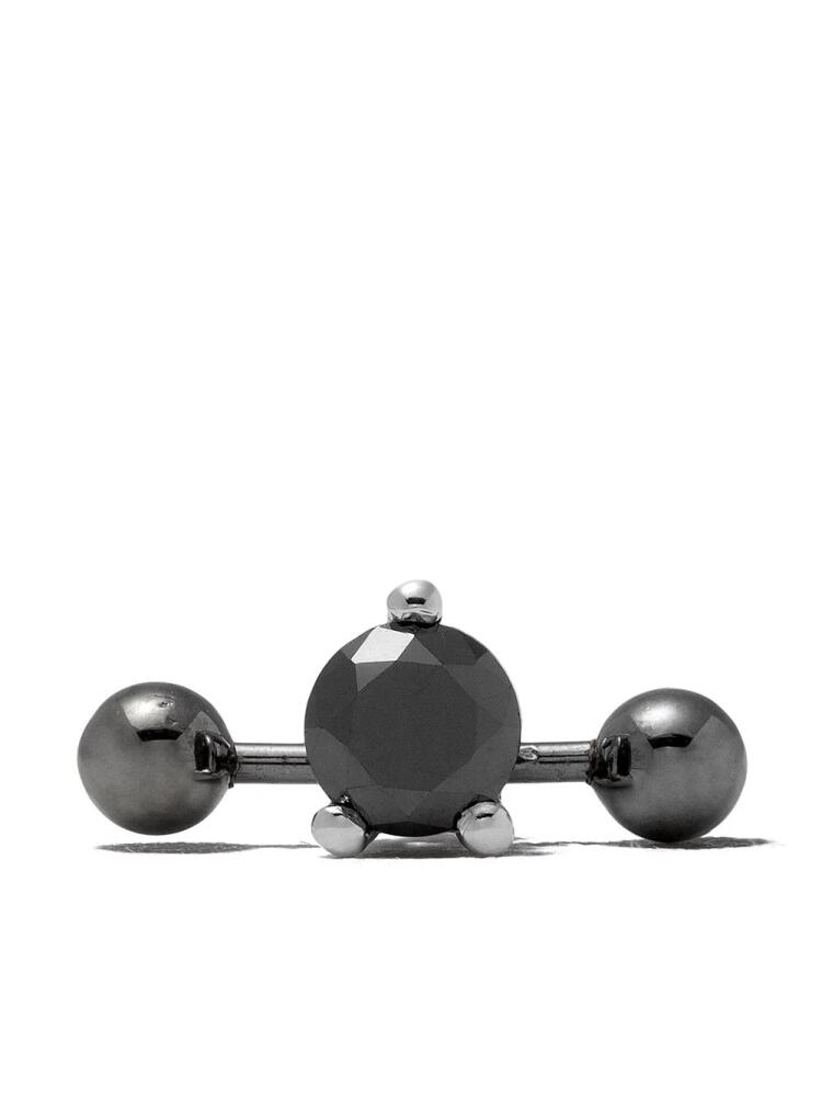 Delfina Delettrez Farfetch Exclusive 18kt white gold Two In One Pierced Black Diamond stud - Silver Cover