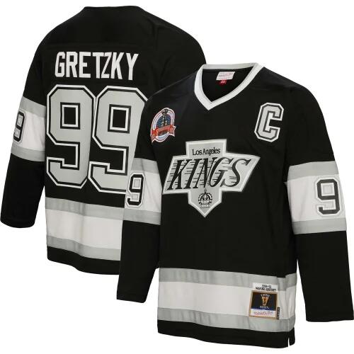 Mitchell & Ness Mens Wayne Gretzky Mitchell & Ness Kings 1992/93 Captain Patch Line Jersey - Mens Black Cover