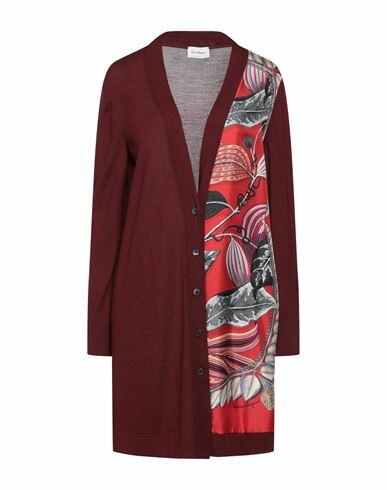 Ferragamo Woman Cardigan Burgundy Virgin Wool, Silk Cover