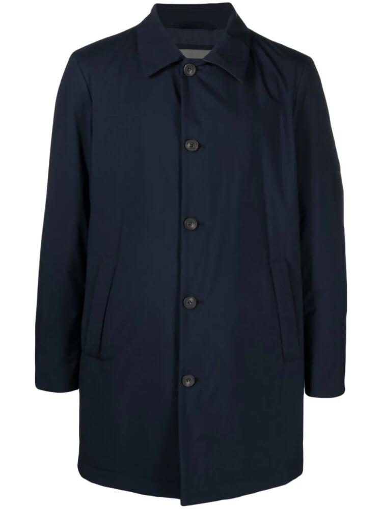 Corneliani water-resistant padded midi coat - Blue Cover