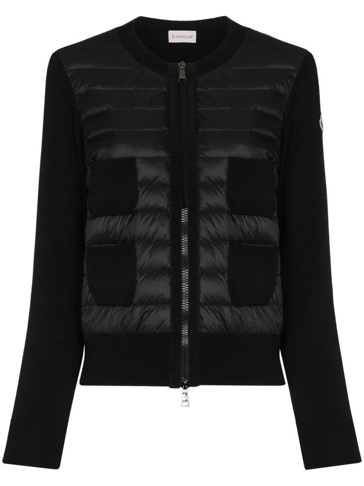 Moncler padded-panel knitted cardigan - Black Cover