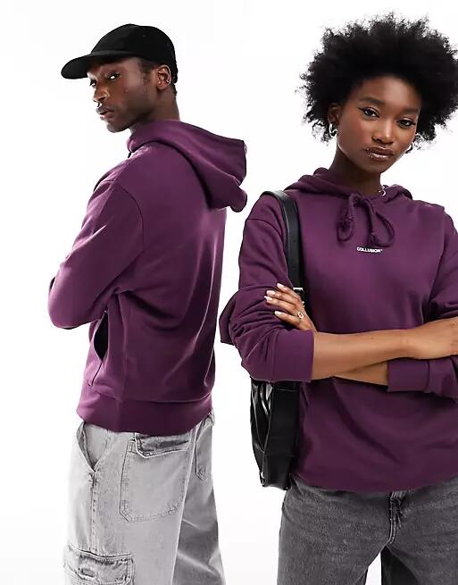 COLLUSION Unisex logo hoodie in plum purple Cover