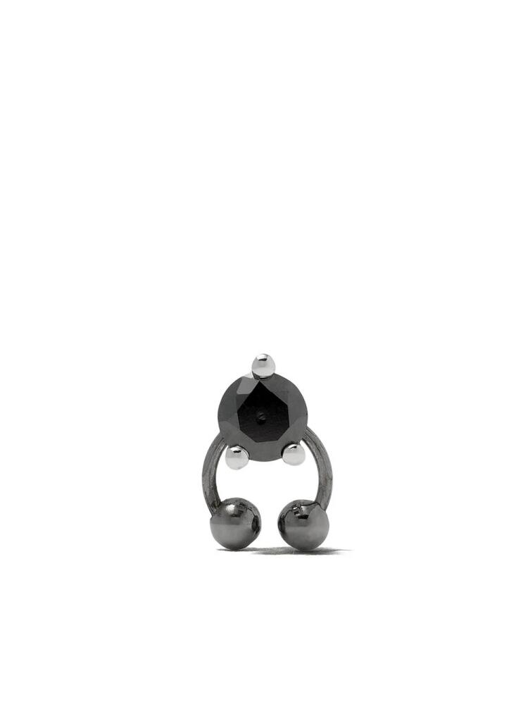 Delfina Delettrez Farfetch Exclusive 18kt white gold Two In One Pierced Black Diamond stud - Silver Cover