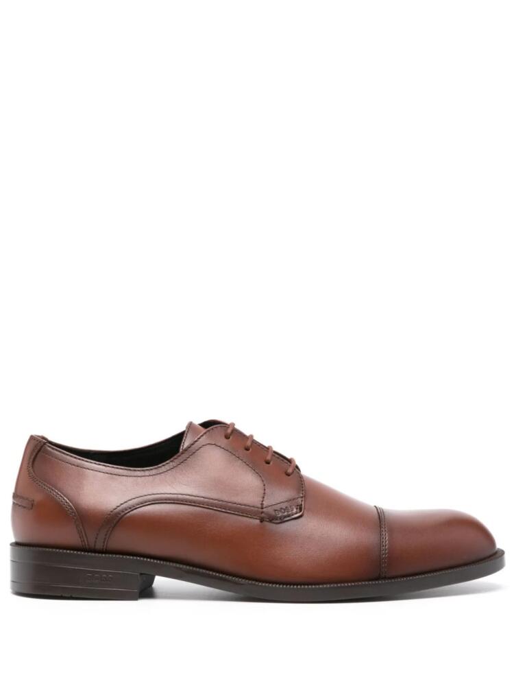 BOSS logo-debossed derby shoes - Brown Cover