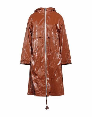 Sfizio Woman Coat Rust Viscose, Polyester, Cotton, Metallic fiber, Polyurethane Cover