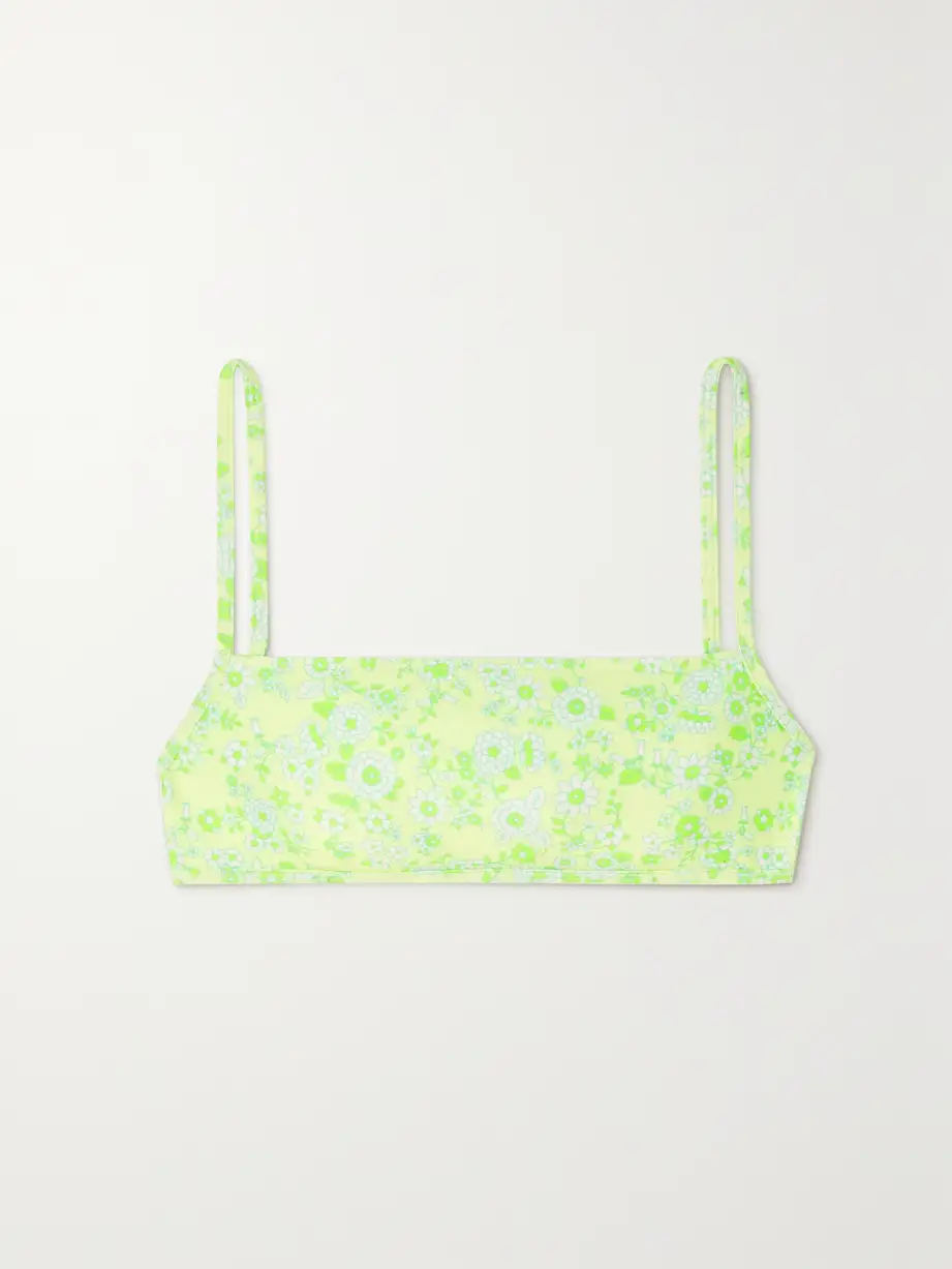 Faithfull - + Net Sustain Isa Floral-print Stretch-econyl Halterneck Bikini Top - Green Cover