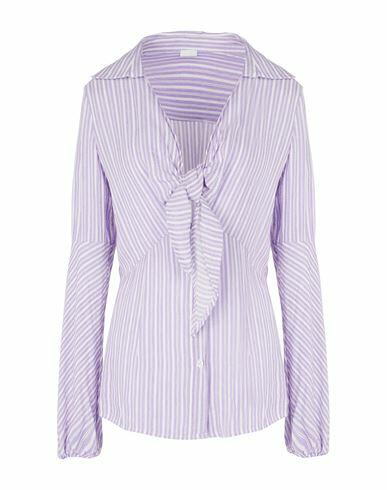 8 By Yoox Linen-viscose Front Knot Chemisier Woman Shirt Lilac Viscose, Linen Cover