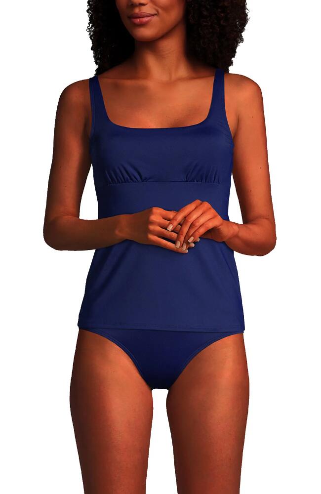 Lands' End Long Torso Square Neck Underwire Tankini Swimsuit Top in Deep Sea Navy Cover