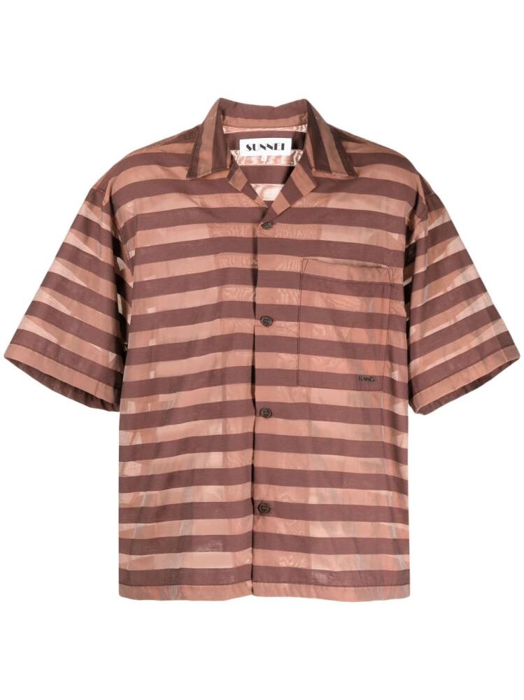 Sunnei striped cotton-blend shirt - Red Cover