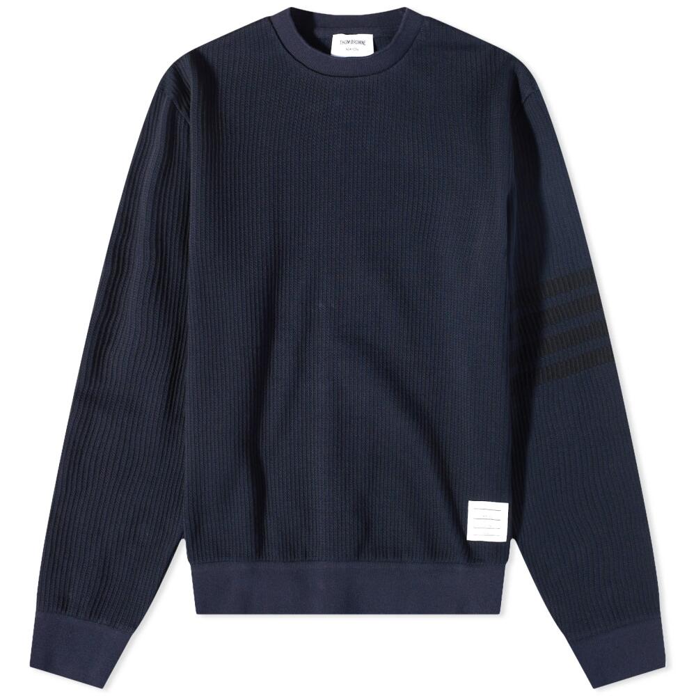 Thom Browne Men's Engineered Stripe Crew Sweat in Navy Cover