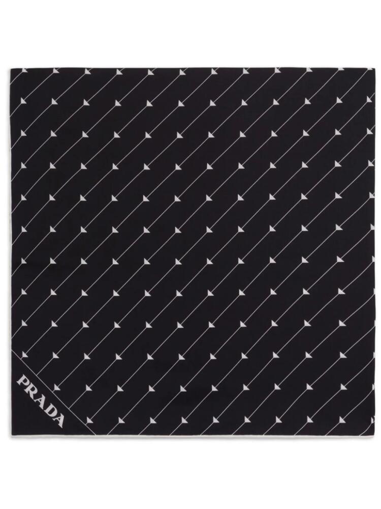 Prada logo-print silk foulard - Black Cover