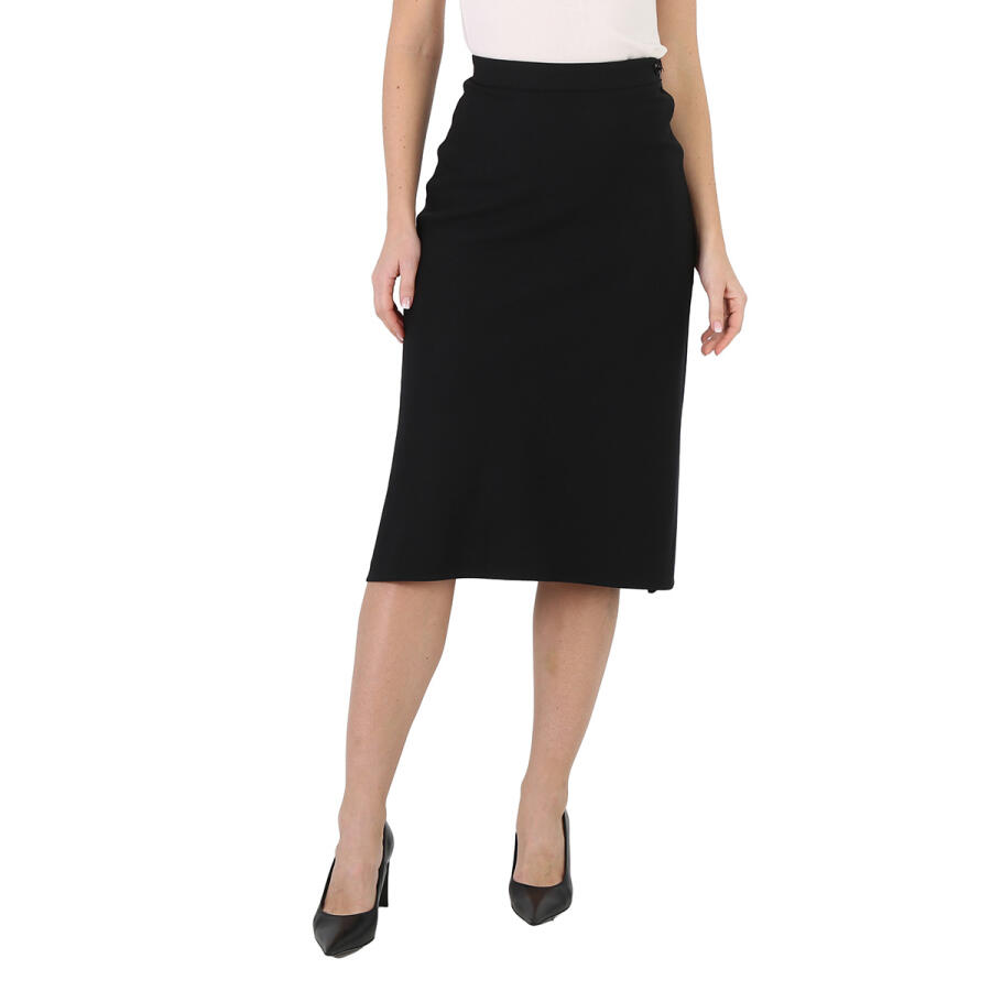 Balenciaga Ladies Black Bias Flared Midi Skirt Cover