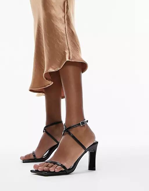 Topshop Wide Fit Farah two part block heel sandal in black Cover