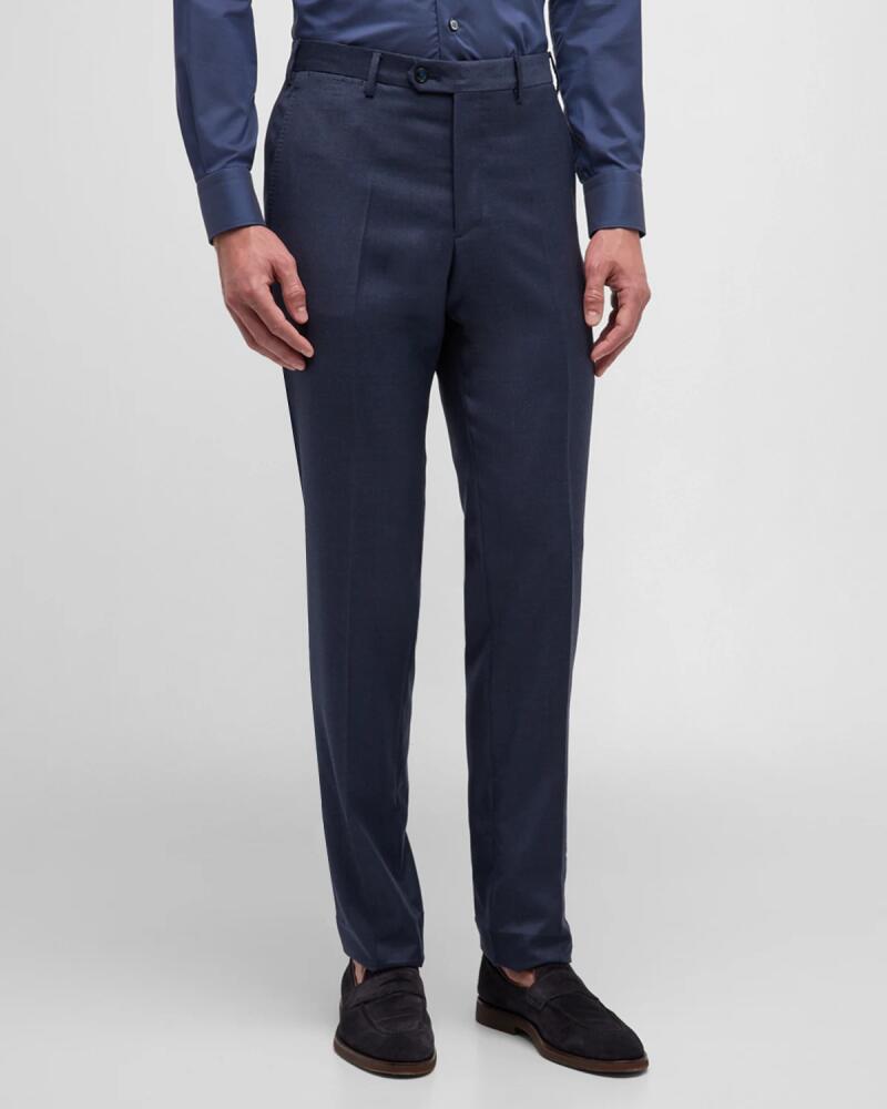 Giorgio Armani Men's Flat-Front Wool Trousers Cover