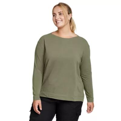 Eddie Bauer Women's Tempo Light Long-Sleeve Boat-Neck T-Shirt Cover