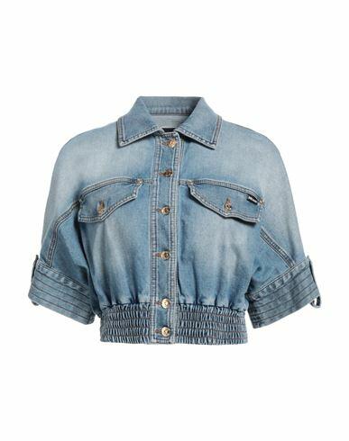 Just Cavalli Woman Denim outerwear Blue Cotton, Elastane Cover