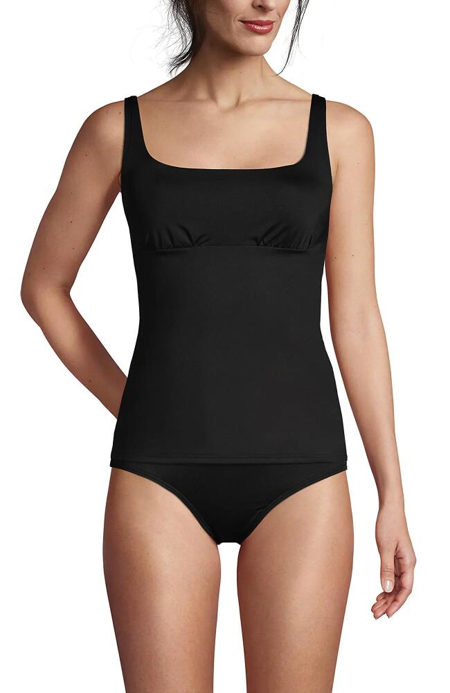 Lands' End Square Neck Underwire Tankini Top Swimsuit Adjustable Straps in Black Cover