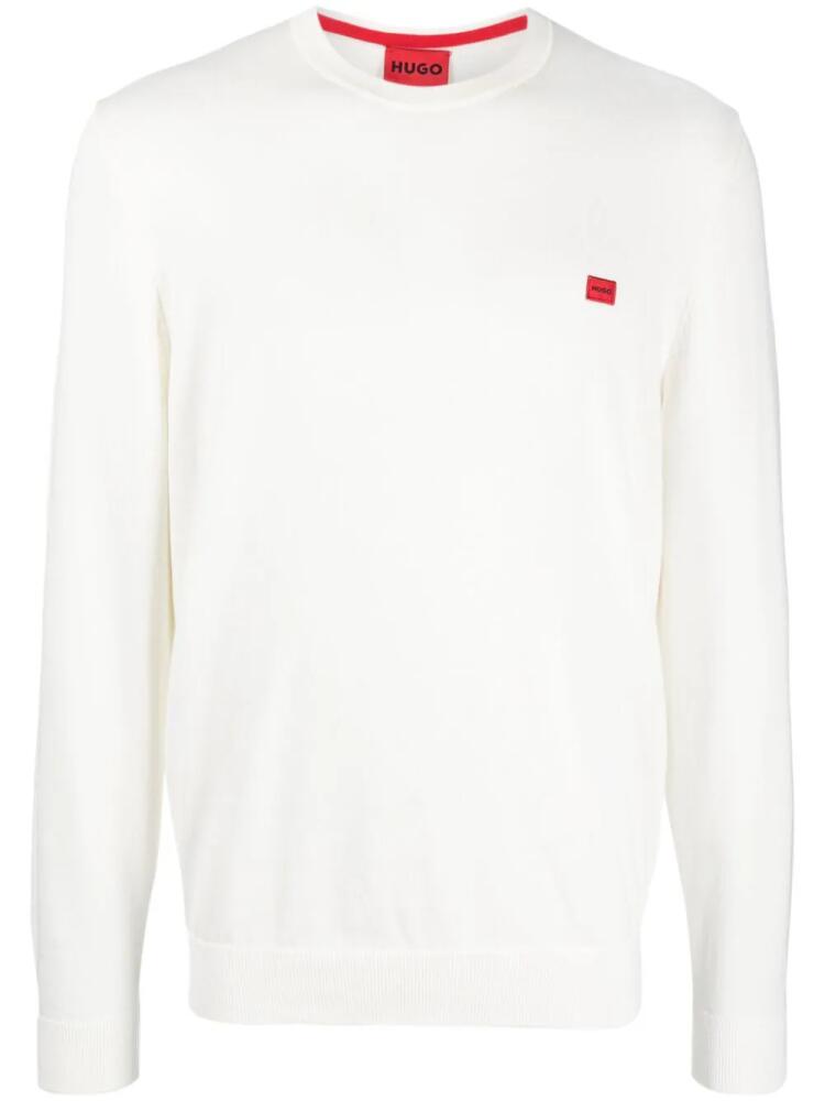 HUGO logo-patch cotton jumper - White Cover