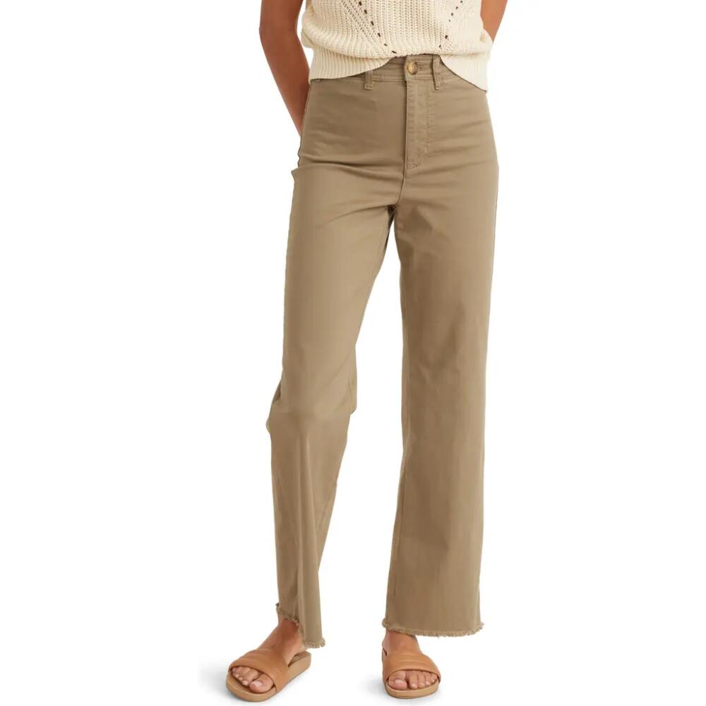 Marine Layer Bridget High Waist Raw Hem Wide Leg Pants in Aloe Cover