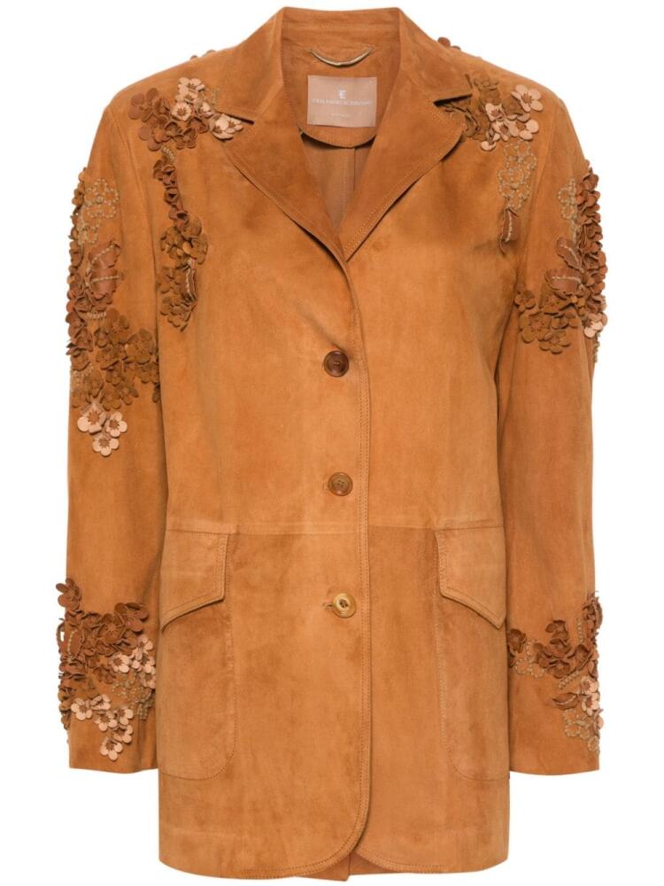 Ermanno Scervino floral-appliqué suede jacket - Brown Cover