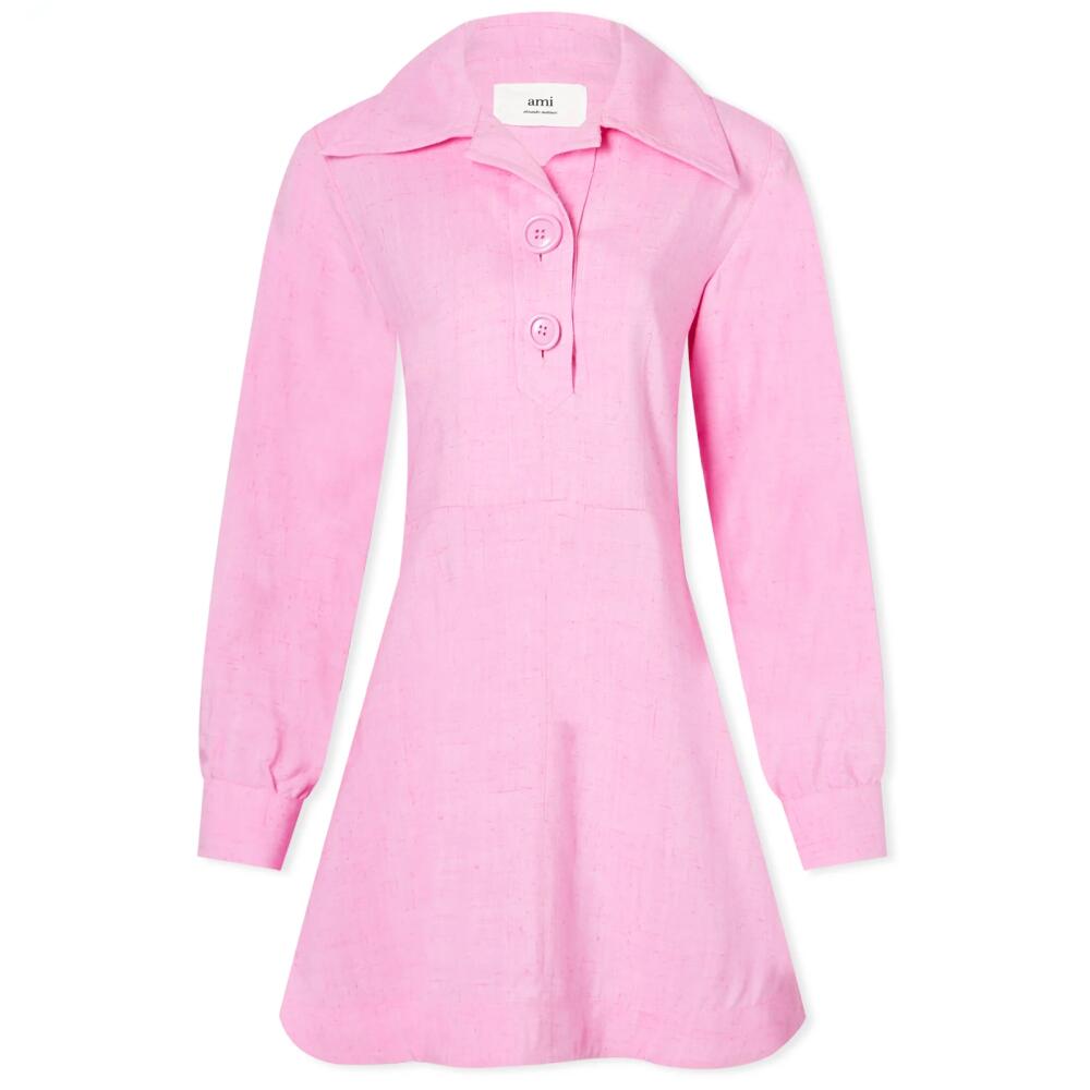 AMI Paris Women's AMI Buttoned Collar Mini Dress in Candy Pink Cover