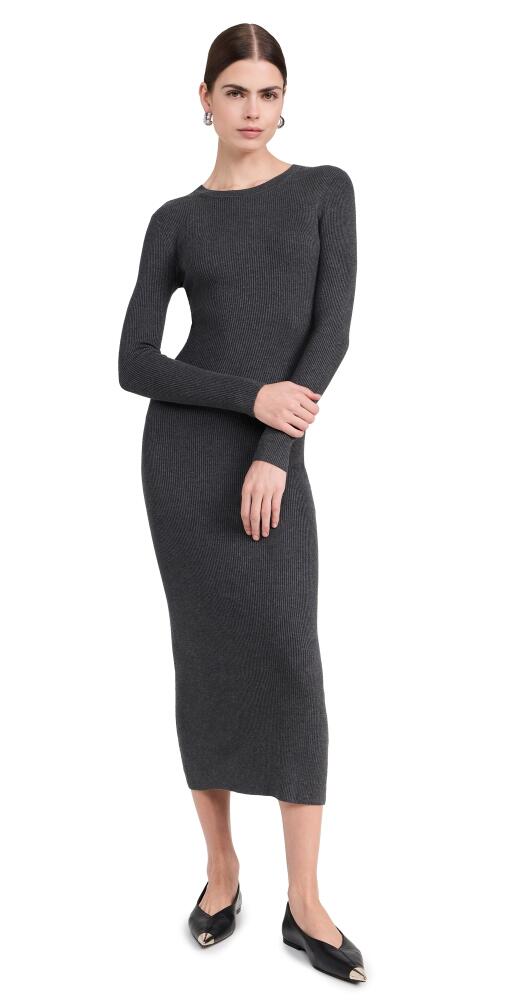 Enza Costa Silk Sweater Rib Crew Dress Heather Charcoal Cover