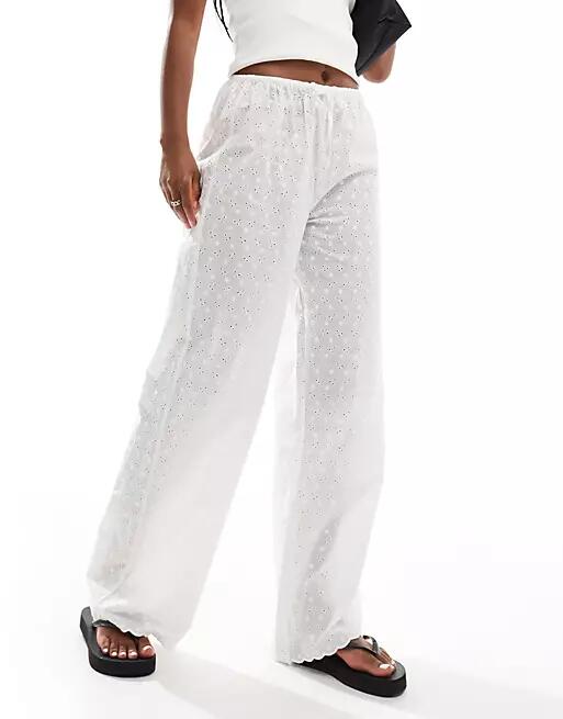 Cotton On relaxed pants in white eyelet Cover