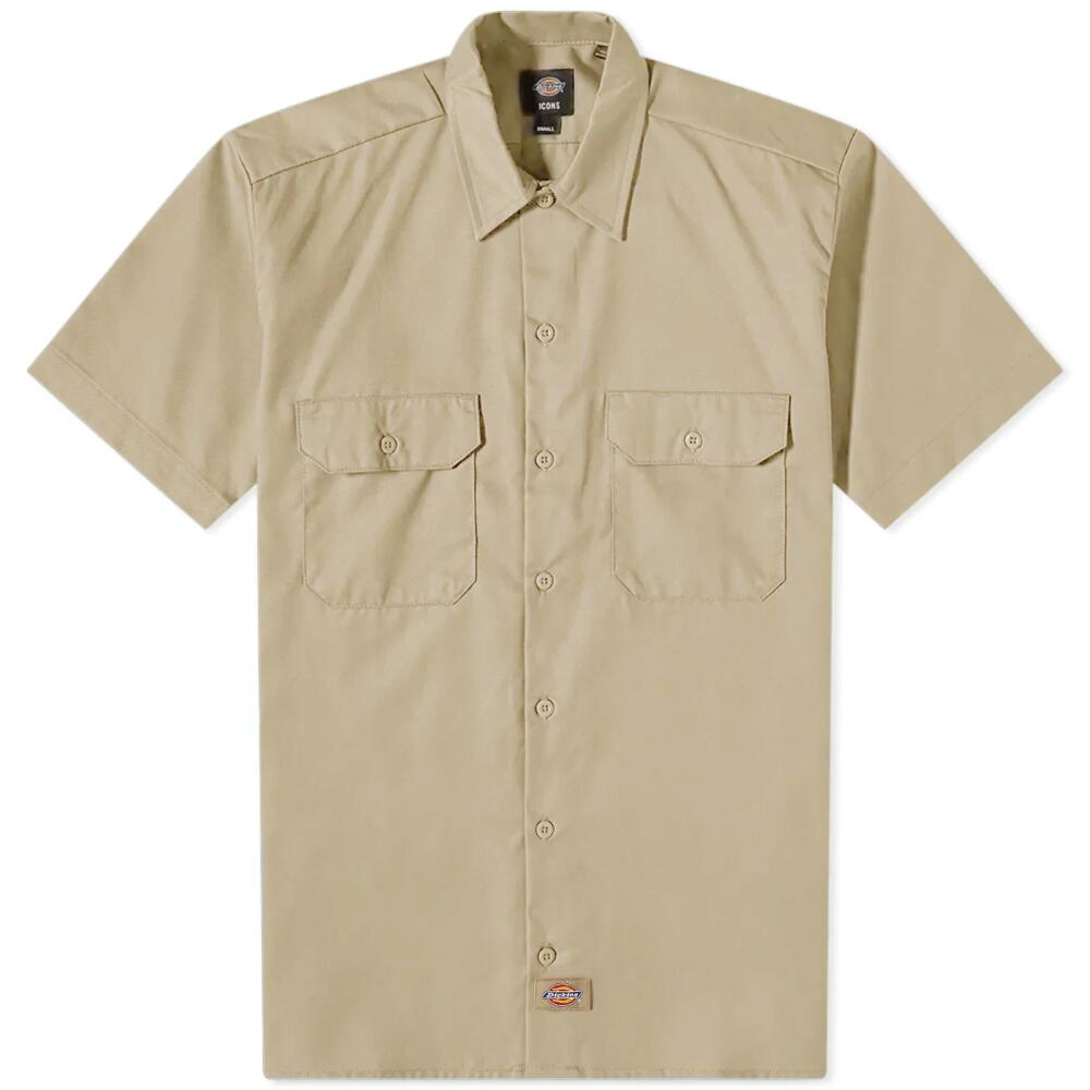 Dickies Men's Short Sleeve Work Shirt in Khaki Cover