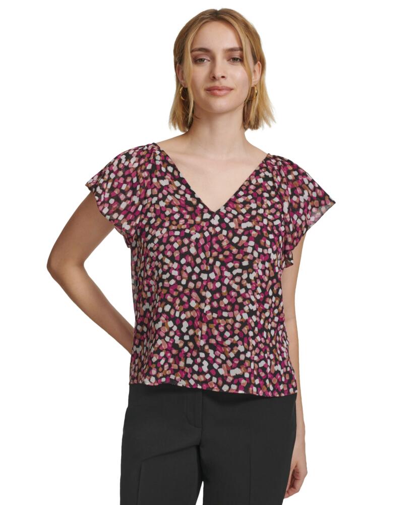 Calvin Klein Women's Printed Short-Sleeve Blouse - Jewel Comb Cover