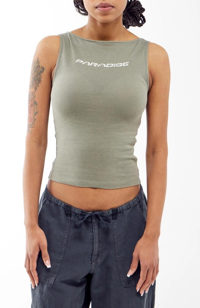 BDG Urban Outfitters Paradise Boatneck Tank in Sage Cover