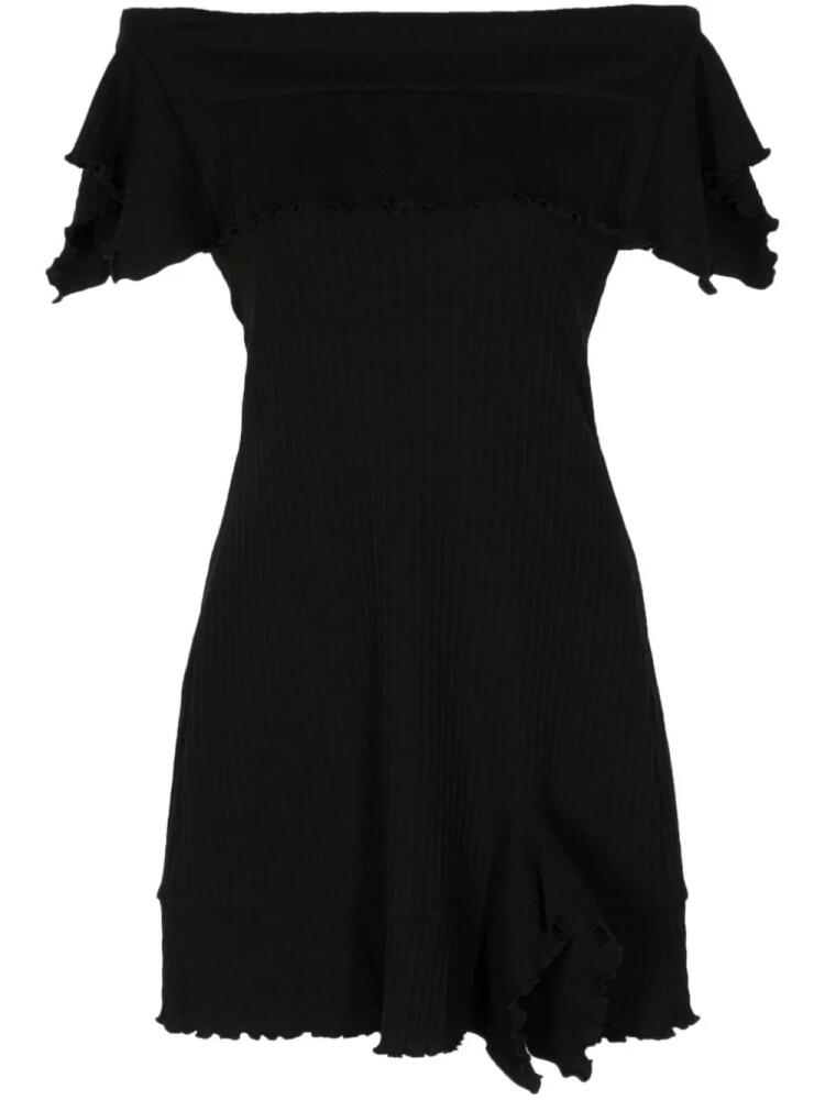 Goen.J off-shoulder ruffle-trim mini dress - Black Cover