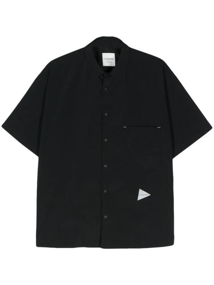 and Wander logo-patch classic-collar shirt - Black Cover