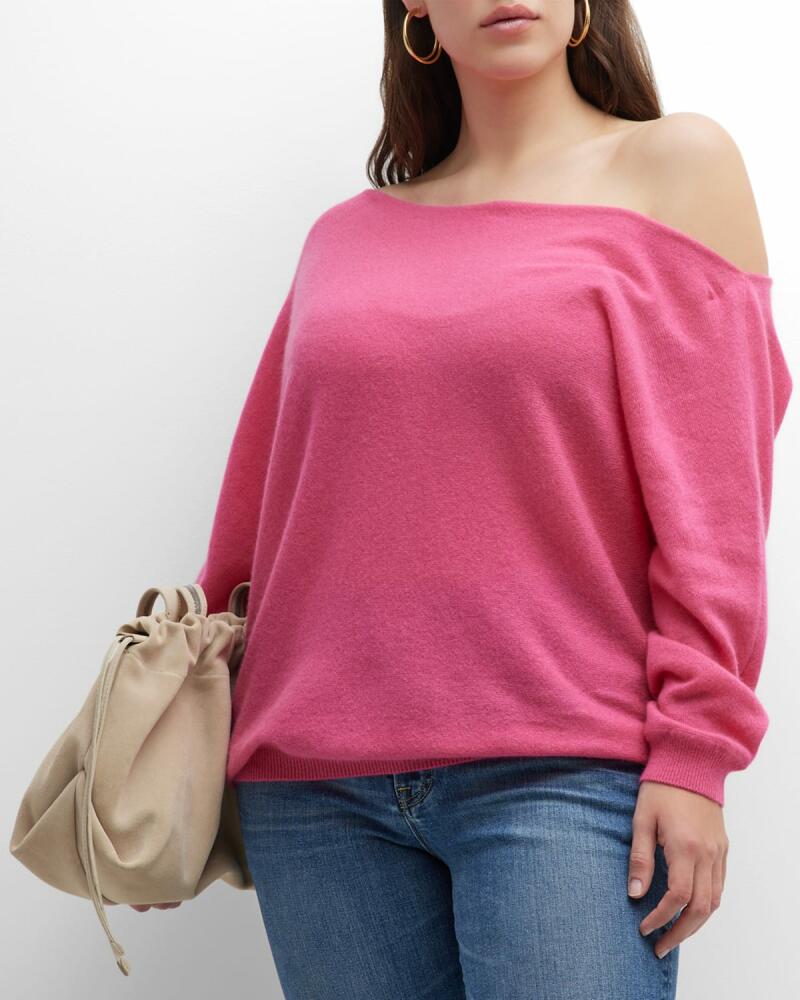 Minnie Rose Plus Plus Size Cashmere Off-Shoulder Sweater Cover